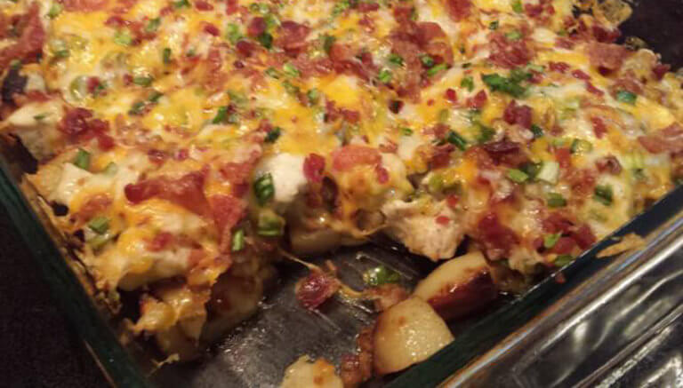 Chicken Bacon Ranch Potato Bake